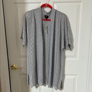 JM Collection silver lurex Short Sleeve Cardigan